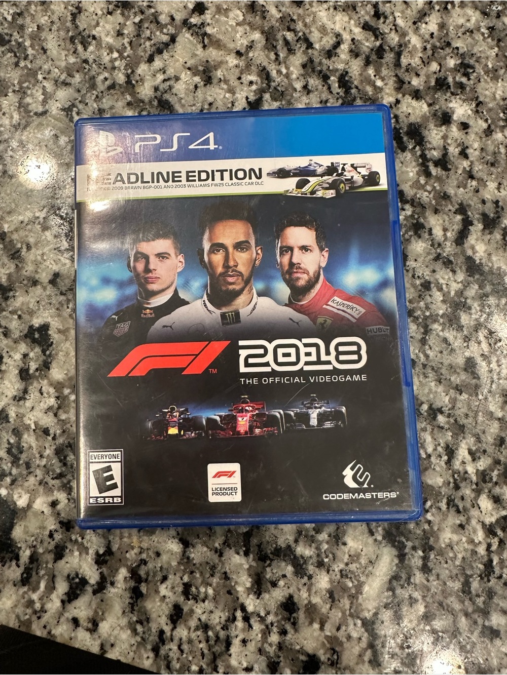 Sony PS4 F1 2018 Game - Blue Case with Red and Black Accents